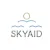 Logo de SkyAid con un diseño minimalista de un círculo dorado sobre nubes azules y el texto SkyAid debajo, simbolizando ayuda espiritual.