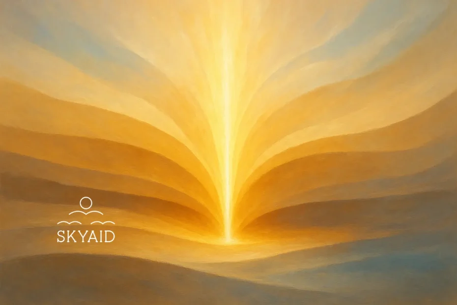 Frases de luz espiritual representadas por una luz dorada que se expande como símbolo de claridad interior y despertar del alma.